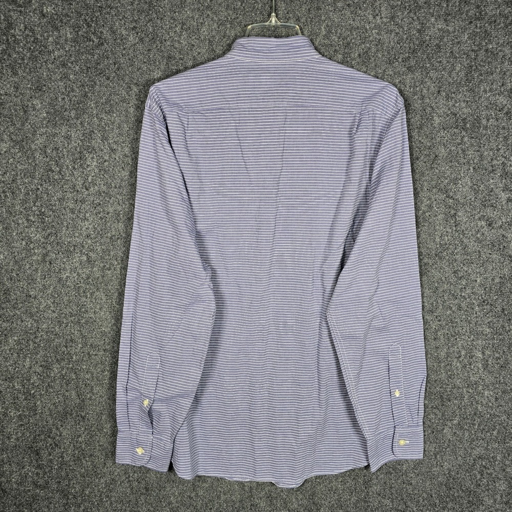 J Crew Oxford Shirt Men's Large Blue Horizontal Striped Button Down Woven Tailor - Picture 7 of 8
